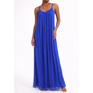 Rosemarine spaghetti strips blue viscose/silk maxi dress size Medium